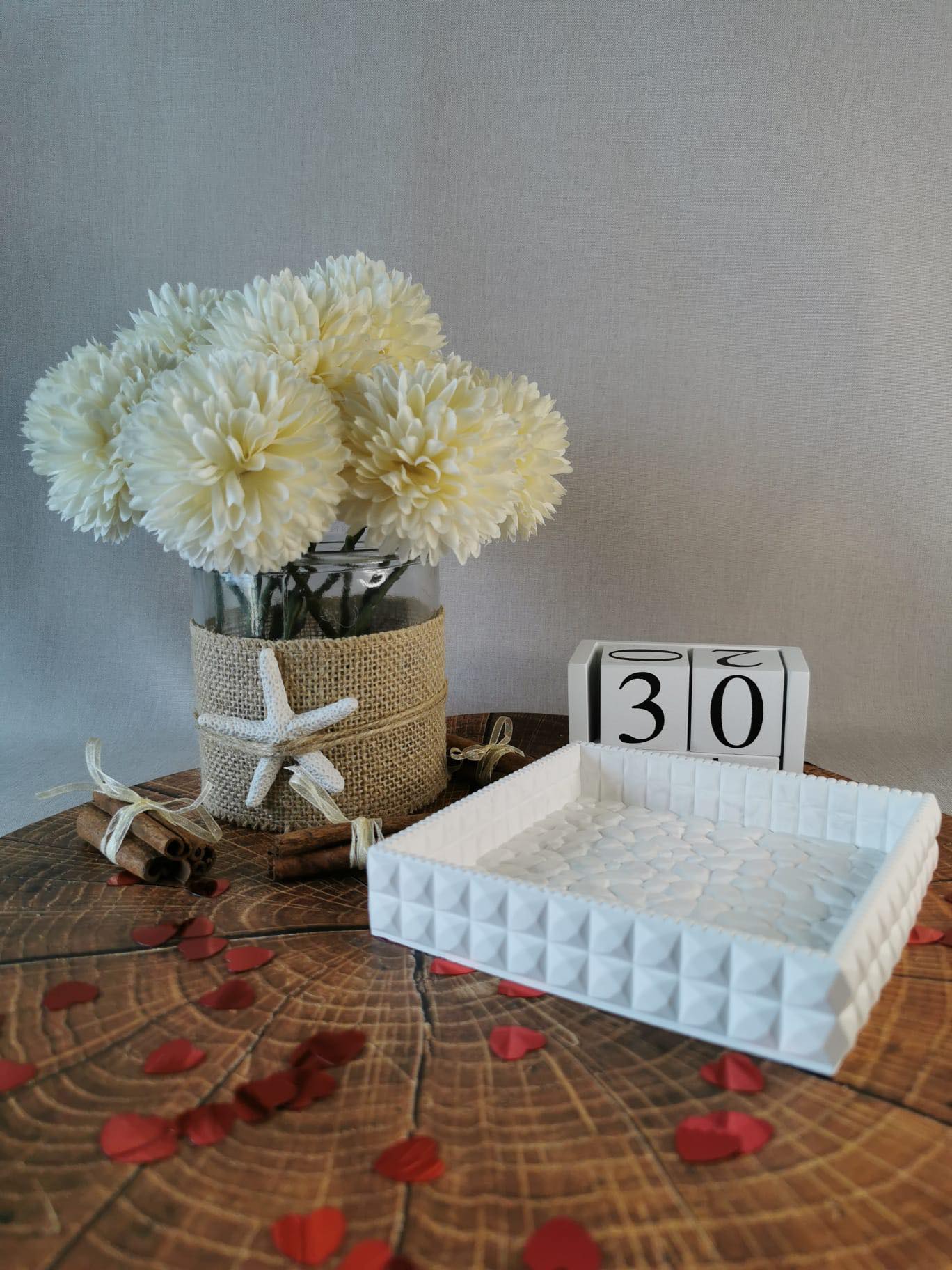 Tăviță Pătrată cu Design de Piatră - Allumer