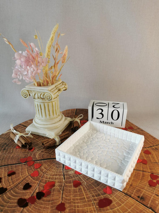 Tăviță Pătrată cu Design de Piatră - Allumer